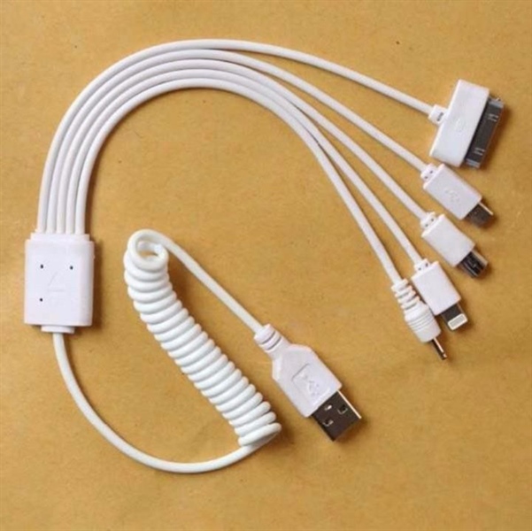 Cáp sạc 5 đầu đa năng (Chân Q, Lightning, Micro, Chân Kim, iPHONE 4,Test)