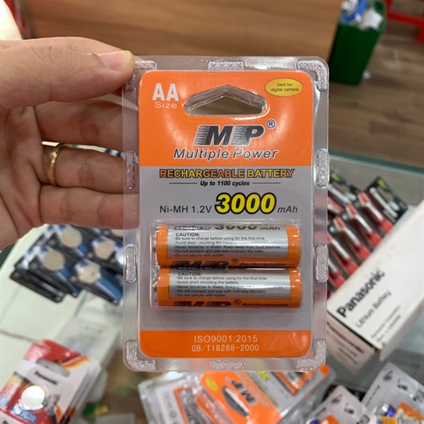 Pin sạc MP AA 3000mAh (2 viên, Pin tiểu, Sạc nhiều lần)