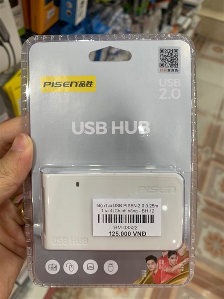 Bộ chia USB PISEN 2.0 0.25m 1 ra 4