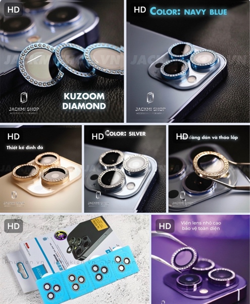 Bảo vệ camera iPHONE 13 Pro Max 6.7 KUZOOM đá viên