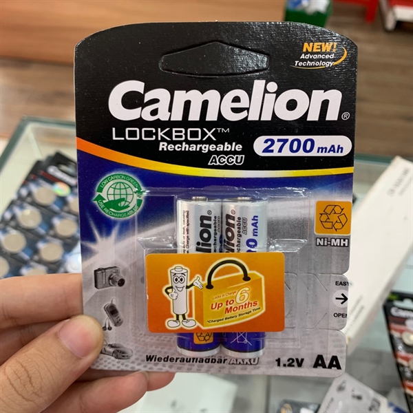 Pin sạc Camelion AA 2.700mAh (2 viên, Pin tiểu, Sạc nhiều lần)