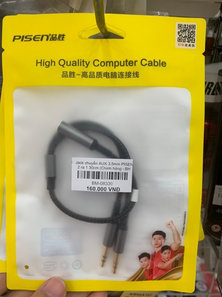 Jack chuyển AUX 3.5mm PISEN 2 ra 1 30cm