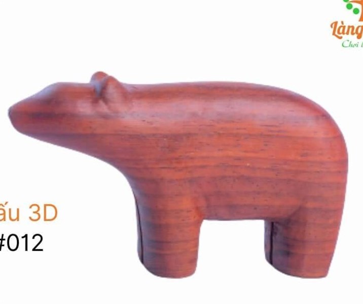Thú cưng gỗ quý 3D - Gấu 12x7x3cm