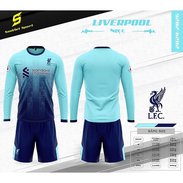 Bộ bóng đá Liverpool tay dài - xanh Ngọc