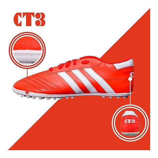 Giày bóng đá trẻ em - Ba sọc CT3 đỏ viền trắng