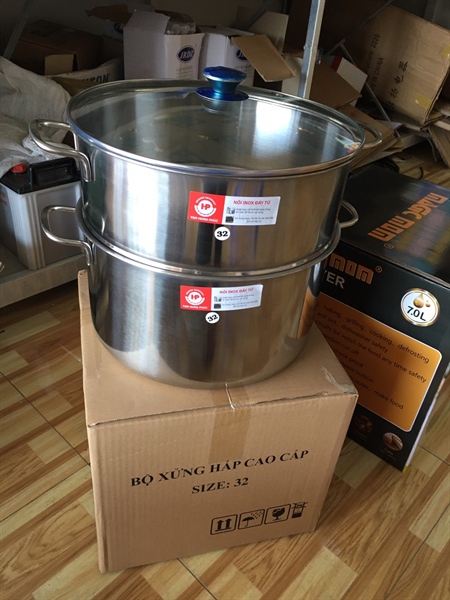 Bộ Xửng Hấp 01 Đáy 32cm - Nắp Kính