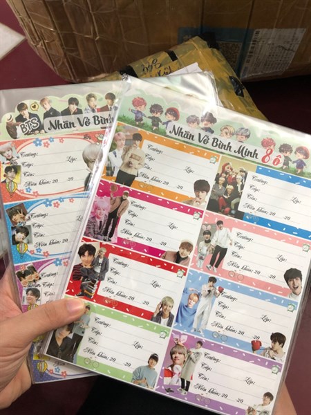 Nhãn vở BTS 8 ô