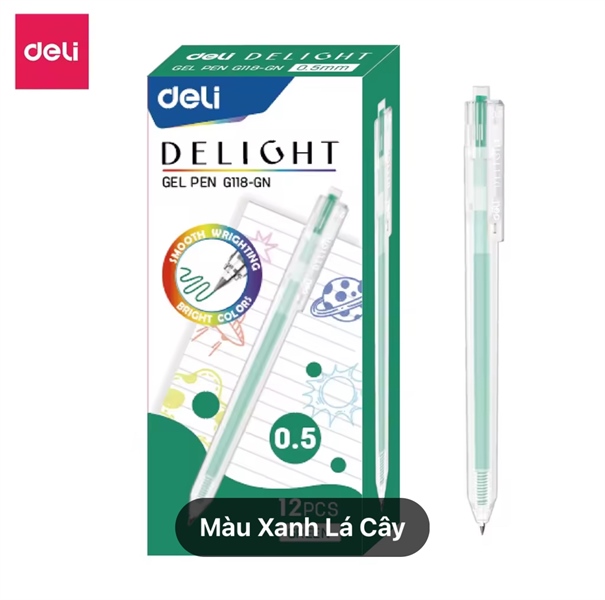 BÚT GEL DELI DELIGHT EG118 0.5MM GREEN - XANH LÁ