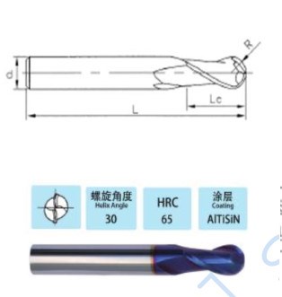 Dao phay Hợp kim VP BM65 R1.25*D4*50-2F - Việt Phát