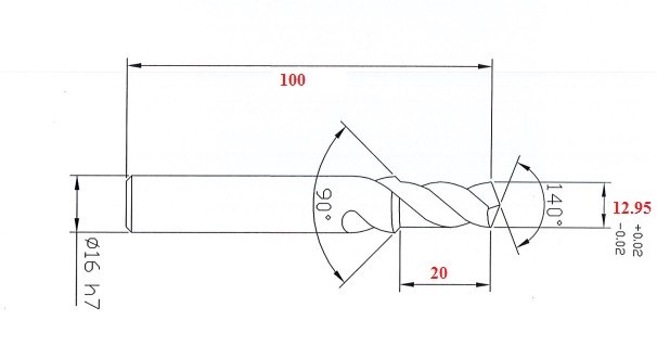 Mũi khoan hợp kim 55HRC 12.95*20*D16-100L - Việt Phát