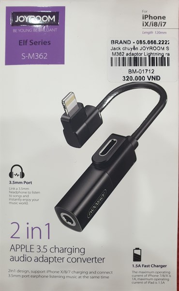 Jack chuyển JOYROOM S-M362 120mm Lightning & AUX 3.5