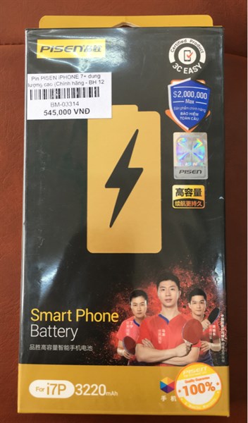 Pin iPHONE 7+ PISEN dung lượng cao