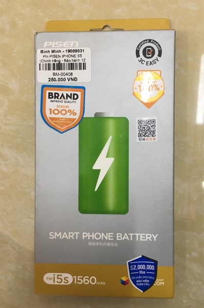 Pin iPHONE 5S PISEN (Chính hãng - BH 12 tháng từ 27.2.2024)