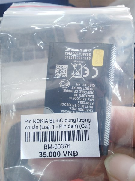 Pin NOKIA BL-5C dung lượng chuẩn (Loại 1 - Pin đen,test)