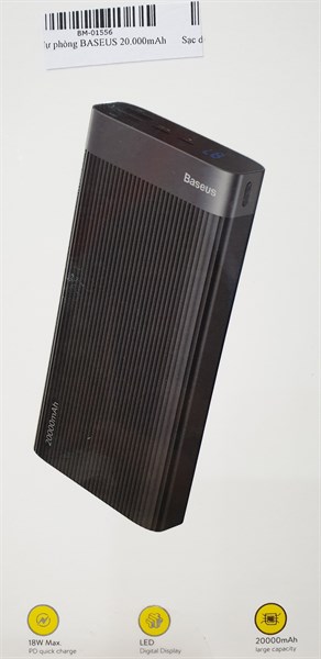 Sạc dự phòng BASEUS 10.000mAh BS-10KP101 Parallel Line. OUT: USB 2.1A, IN: Lightning 2A & Type-C 2A