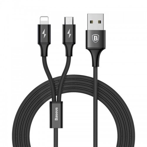 Cáp sạc BASEUS CAMLL-SU 120cm 2 Lightning & Micro Rapid