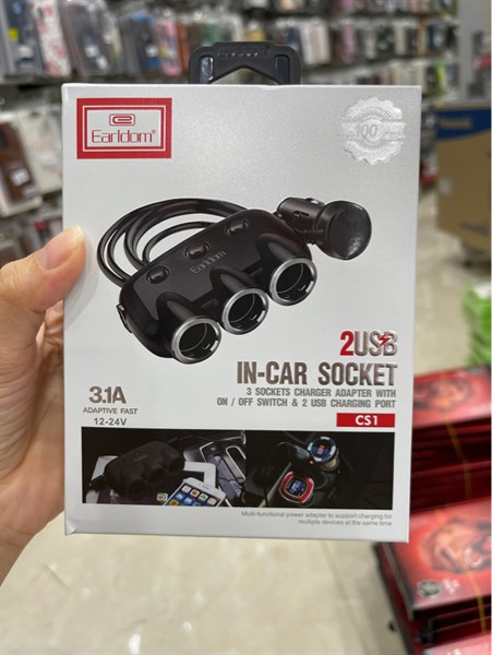 Tẩu sạc Earldom ET-CS1 chia 1 tẩu ra 3