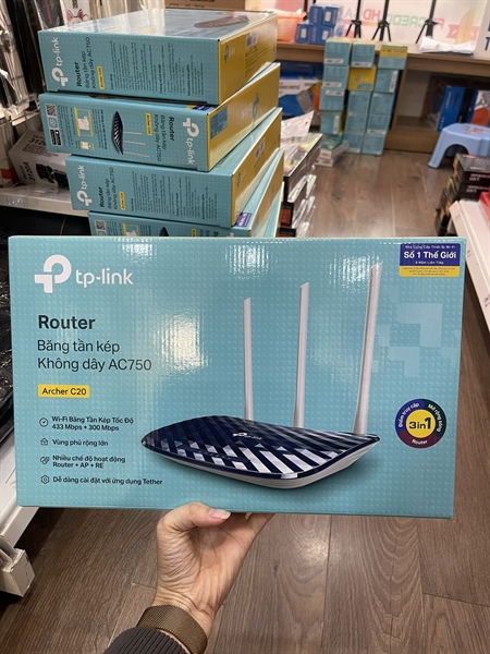 Bộ phát Wifi TP-Link Archer C20 băng tần kép AC750 3 Ăngten