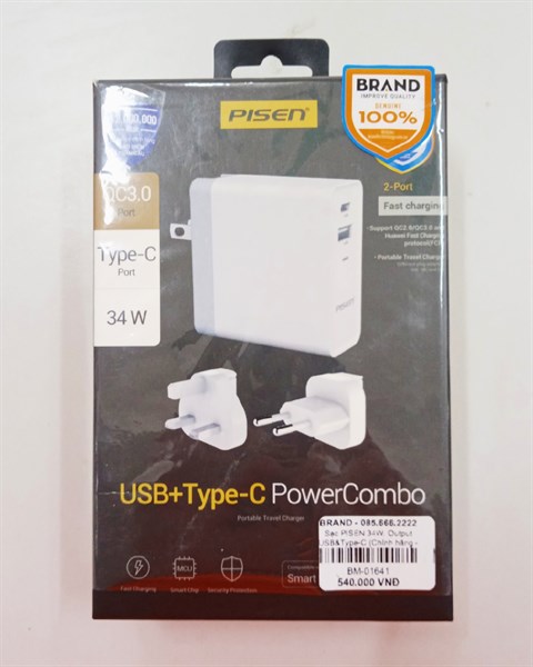 Sạc PISEN 34W. Output USB&Type-C - PSS0039