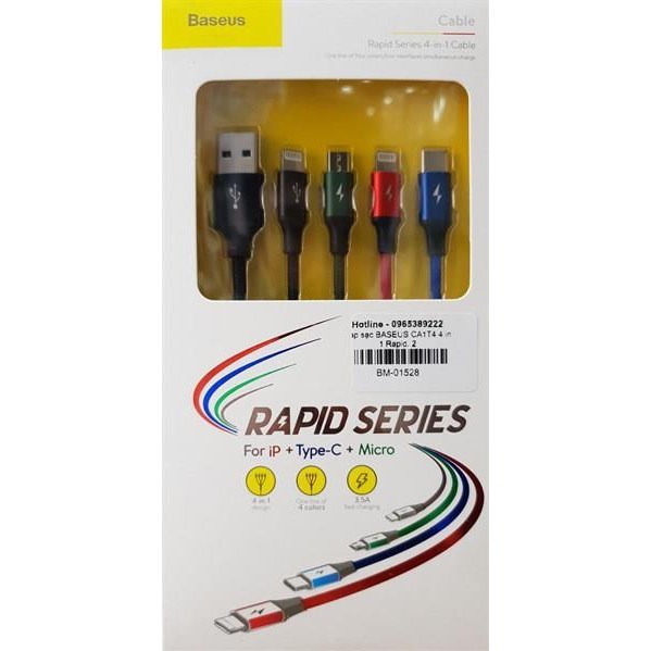 Cáp sạc BASEUS CAMLT-AFW 120cm Lightning & Micro & Type-C