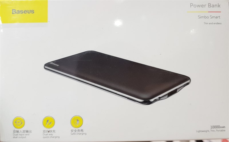 Sạc dự phòng BASEUS 10.000mAh M21 Simbo Smart. OUT: USB 2.1A & Type-C 3A, IN: Lightning 1.5A & Type-C 2.4A
