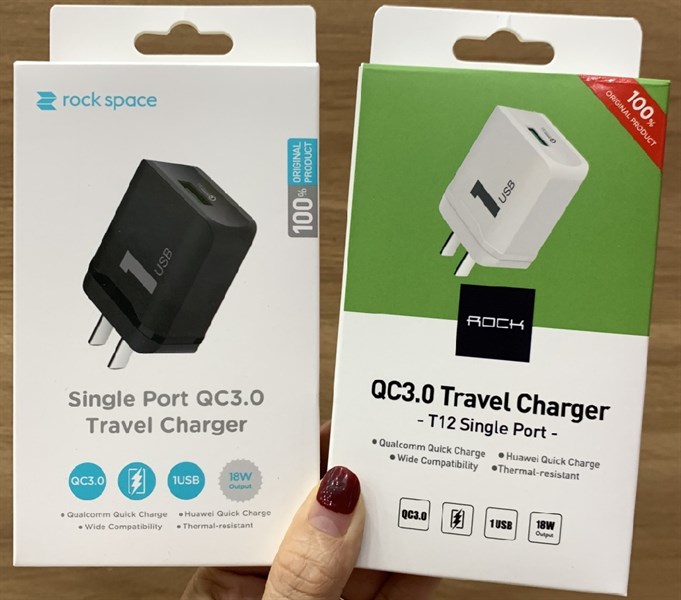 **Sạc ROCK T12 Single QC3.0 18W QC01 (Chính hãng - BH 24 tháng từ 22/3/2020)