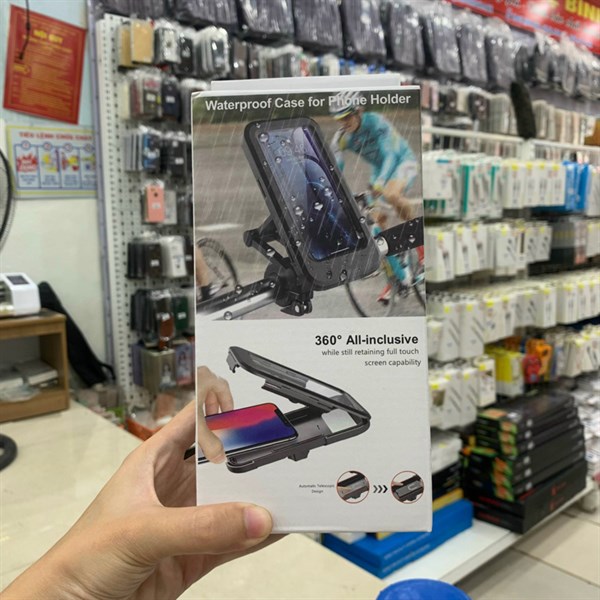 Kẹp điện thoại trên xe đạp, xe máy xoay 360/ kẹp có ô che