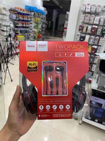 Tai nghe chụp tai HOCO W24 (tặng kèm tai nhét)