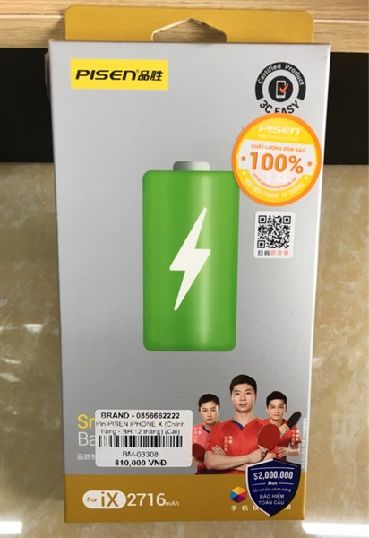 Pin iPhone X PISEN