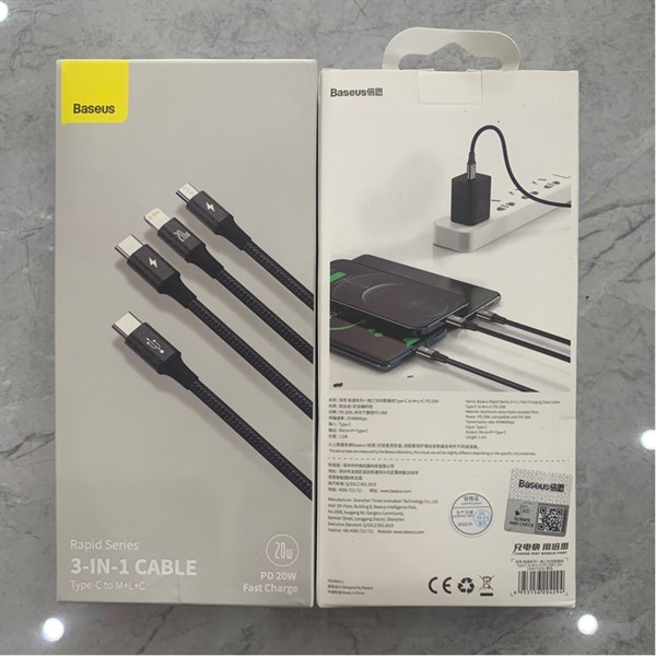 Cáp sạc BASEUS CAMLT-SC01 20W 120cm Lightning & Micro & Type-C