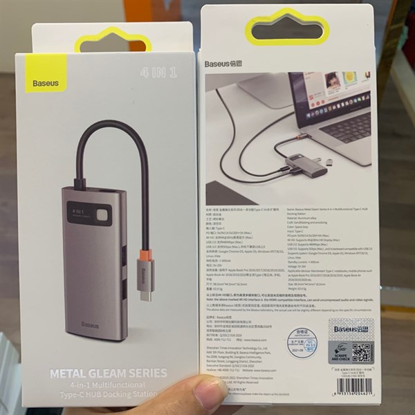 Bộ chuyển HUB BASEUS Type C 4 in 1 CAHUB-CY0G