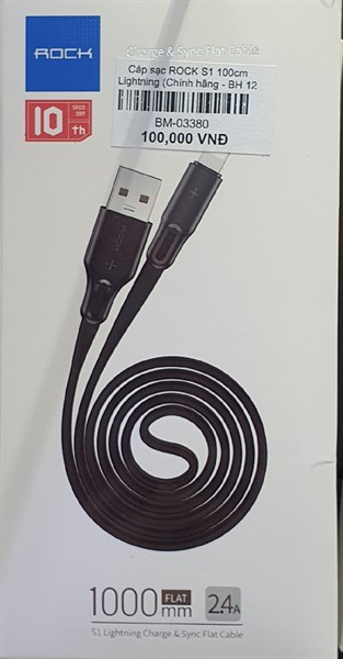 Cáp sạc ROCK S1 Lightning 2.4A 100cm RCB0739