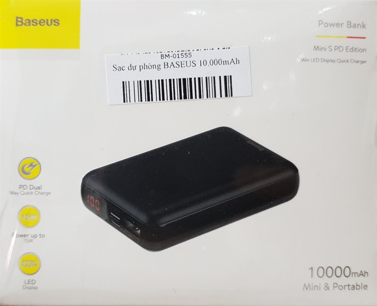Sạc dự phòng BASEUS 10.000mAh M25P Mini S PD. OUT: USB 2.4A & Type-C 3A, IN: Lightning 2.1A & Type-C 2.1A