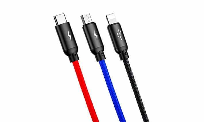 Cáp sạc BASEUS CAMLT-ASY 30cm Lightning & Micro & Type-C