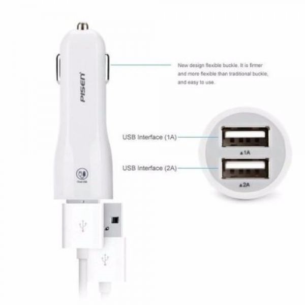 Tẩu sạc PISEN 2 cổng Chính hãng TS-C063