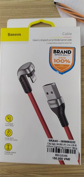 Cáp sạc BASEUS CALUX-B 200cm Lightning Green U-shaped