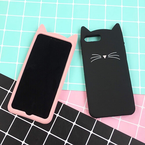 Ốp iPHONE 7+/8+ silicon mèo tai nhọn