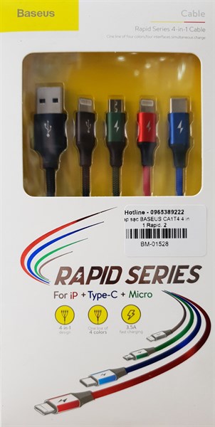 Cáp sạc BASEUS CA1T4-I 120cm Lightning & Micro & Type-C & iWatch