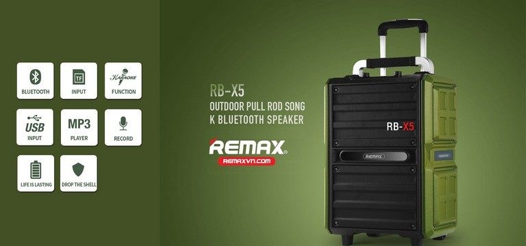 Loa kéo Bluetooth REMAX RB-X5 Pull Rod kèm micro