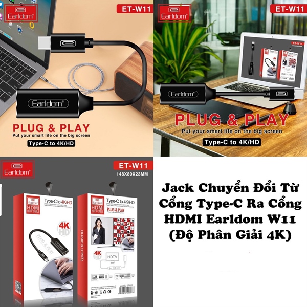 Cáp chuyển Type-C to HDMI Earldom W11