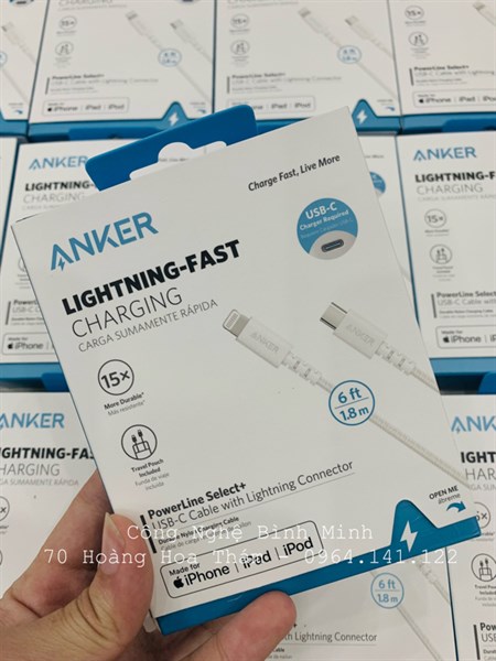 Cáp sạc ANKER A8618 Line+ 1.8m Lightning