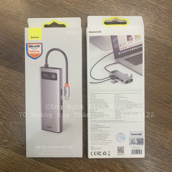 Bộ chuyển HUB BASEUS Type C 9 in 1 CAHUB-CU0G