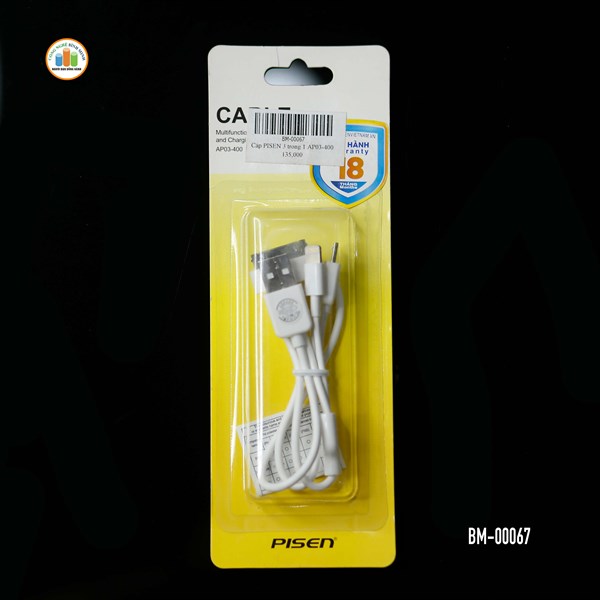 Cáp sạc PISEN AP03-400 3 in 1 Lightning & Micro & iPHONE4