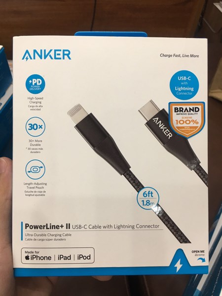 Cáp sạc ANKER A8653 Powerline+2 1.8m Type-C to Lightning
