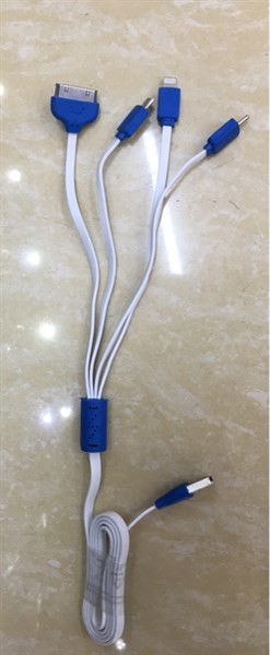 Cáp sạc 4 đầu đa năng (Lightning, Micro, Chân Kim, iPHONE 4,Test)