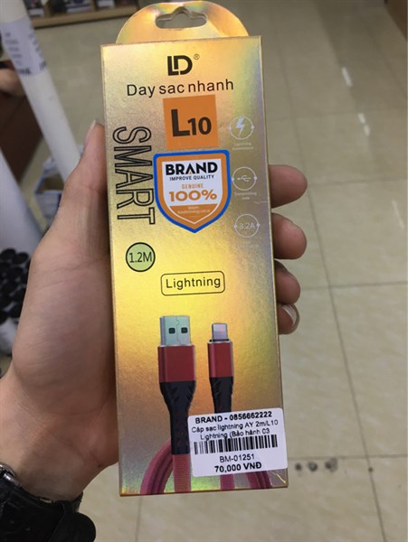 Cáp sạc lightning AY 2m/L10/L7 Lightning