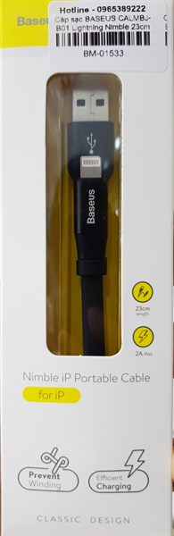 Cáp sạc BASEUS CALMBJ-B 23cm Lightning Nimble