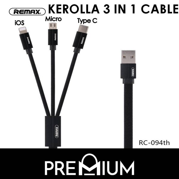 Cáp sạc REMAX RC-094th 3 in1 Lightning & Micro & Type-C Kerolla