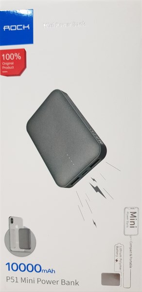 Sạc dự phòng ROCK 10.000mAk P51 Mini. OUT: USB 1A&2.1A, IN: Micro 2A