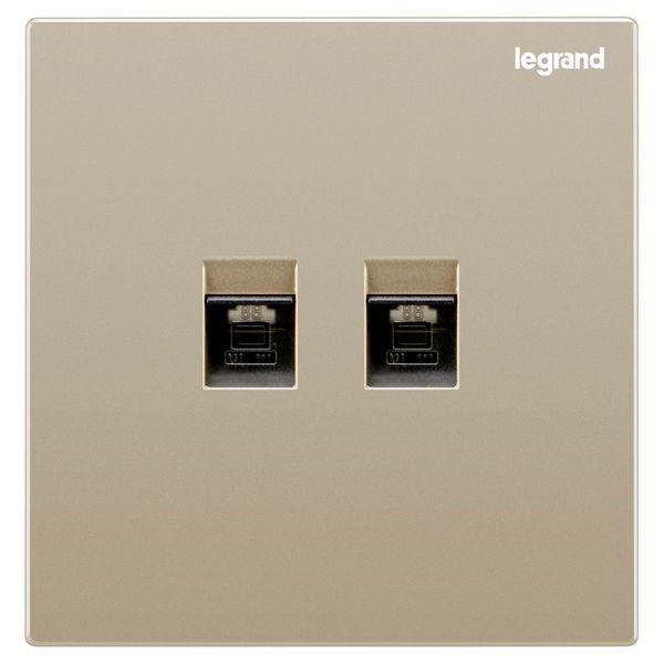 Ổ cắm mạng đôi Cat6, màu champagne